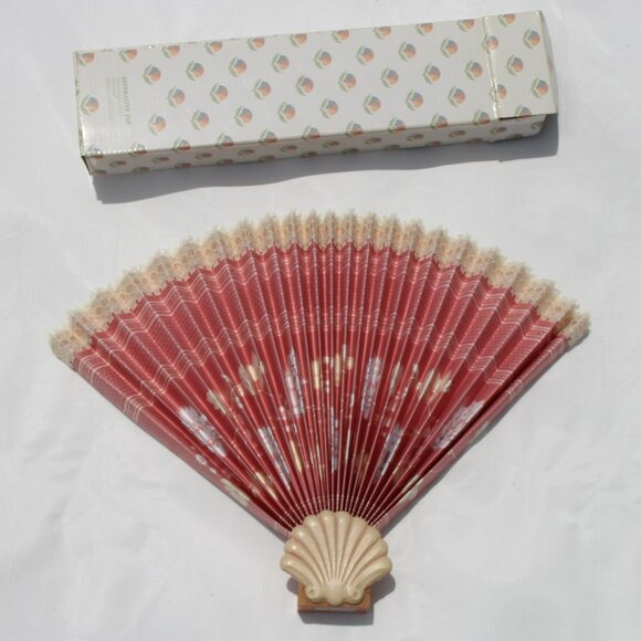 Decorative Fan Pink with white flowers - Picture 1 of 2